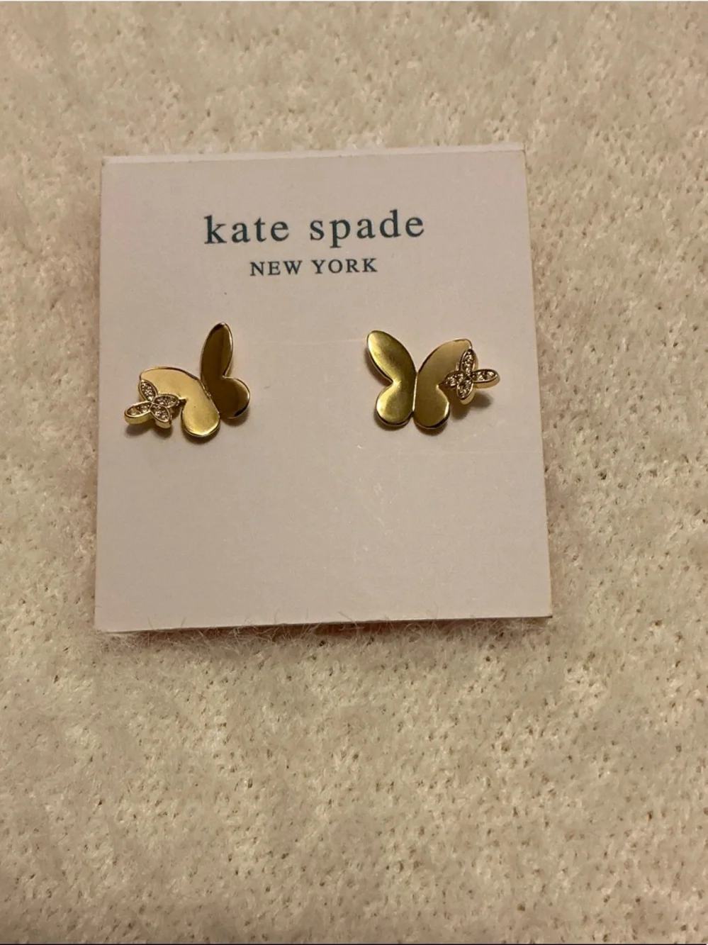 kate spade Gold-tone Butterfly Stud Earrings with Crystal Accent